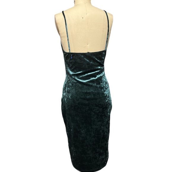 0082 Pricy green velvet midi spaghetti dress sz (M) - Picture 4 of 4